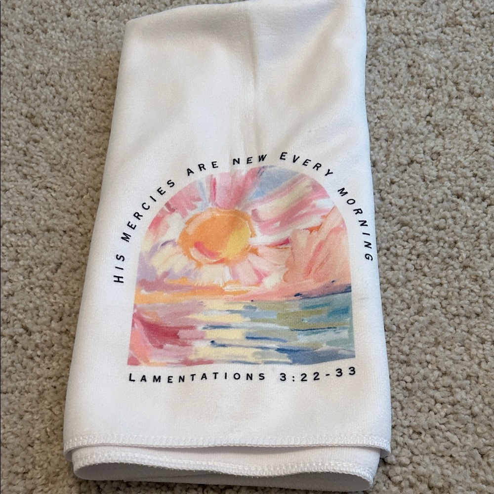 White Towel with Sunrise Design